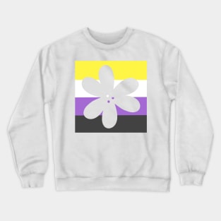 Flower Outline - discreet nonbinary pride flag Crewneck Sweatshirt